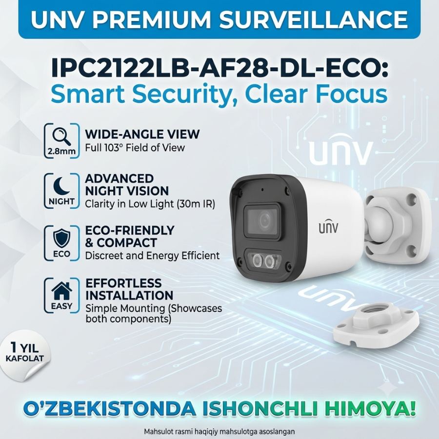 Uniview IPC2122LB-AF28-DL-ECO — 2MP bullet